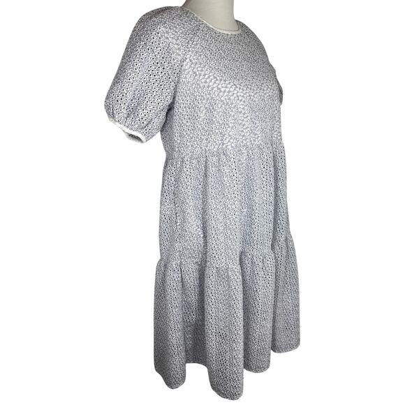 Everlane Tiered Eyelet Dress, Blue, White, Size Small - Picture 5 of 10